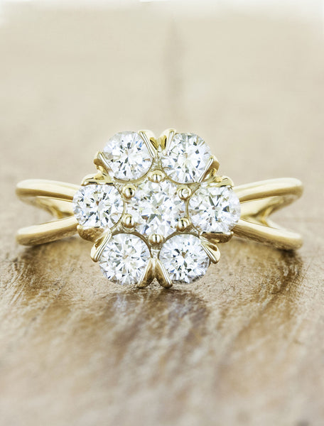 Flower design golden color silver ring | Silveradda